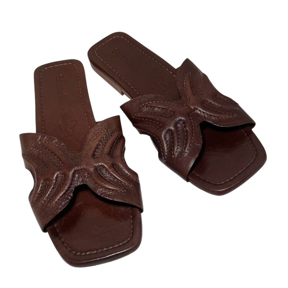 Seychelles Madhu Brown Leather Slide Sandals Women's Size 9.5 New